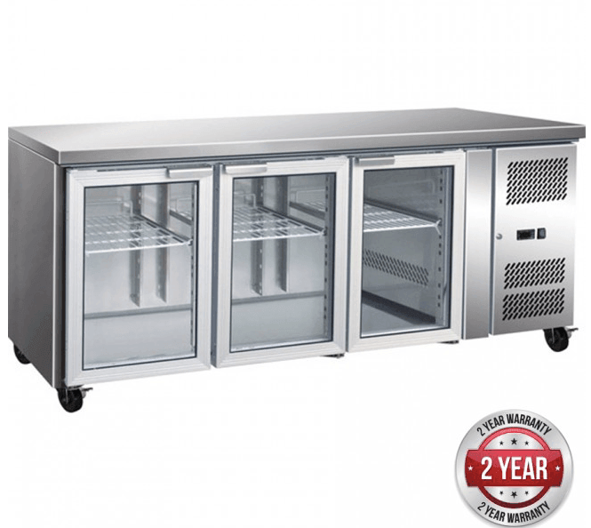 3 Glass Door Gastronorm Bench Fridge - Office Connect 2018