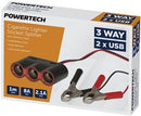 3 Way Lighter Socket with Battery Clips and USB Charge Ports - Office Connect 2018