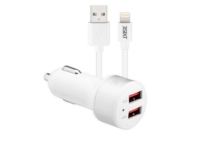 3sixT Car Charger 4.8A + Lightning Cable 1m - White - Office Connect 2018
