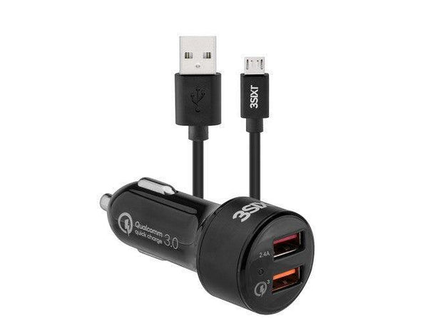 3sixT Car Charger 5.4A + Micro USB Cable 1m - Black - Office Connect 2018