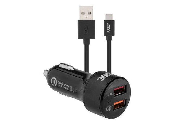 3sixT Car Charger 5.4A + USB-C Cable 1m - Black - Office Connect 2018