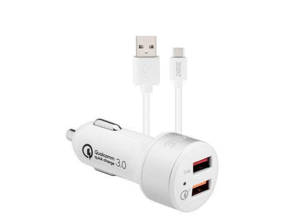 3sixT Car Charger 5.4A + USB-C Cable 1m - White - Office Connect 2018