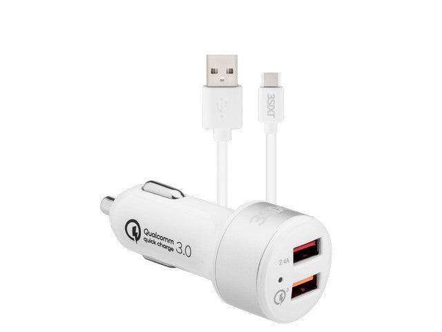 3sixT Car Charger 5.4A + USB-C Cable 1m - White - Office Connect 2018