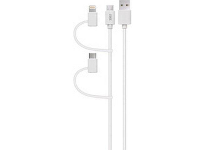 3sixT Multi-tip USB-C Lightning Micro USB Cable - 1m - White - Office Connect 2018