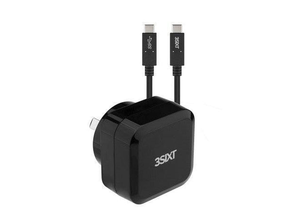 3sixT Wall Charger AU 30W USB-C PD + USB-C/C Cable - Black - Office Connect 2018