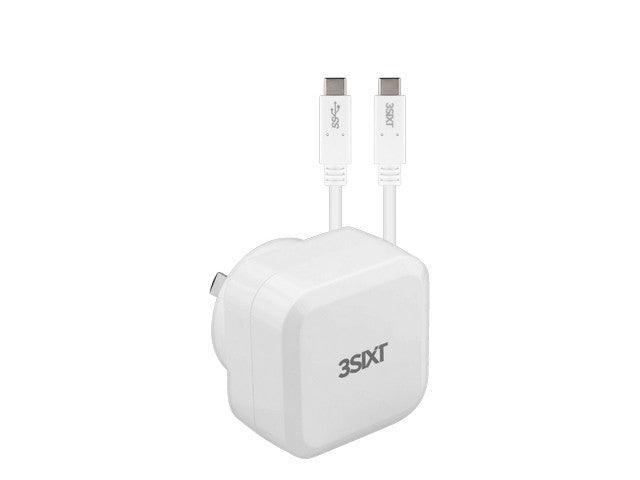 3sixT Wall Charger AU 30W USB-C PD + USB-C/C Cable - White - Office Connect 2018
