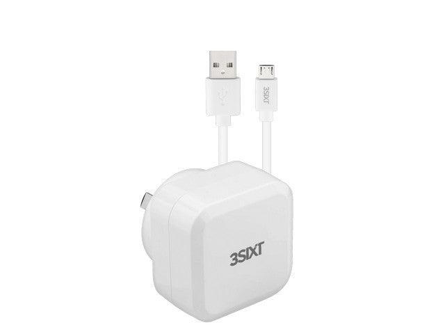 3sixT Wall Charger AU 5.4A + Micro USB Cable 1m - White - Office Connect 2018