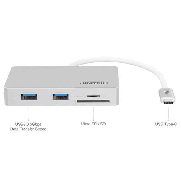 UNITEK USB 3.1 Type-C Multi-port Hub with Power Delivery. - Office Connect