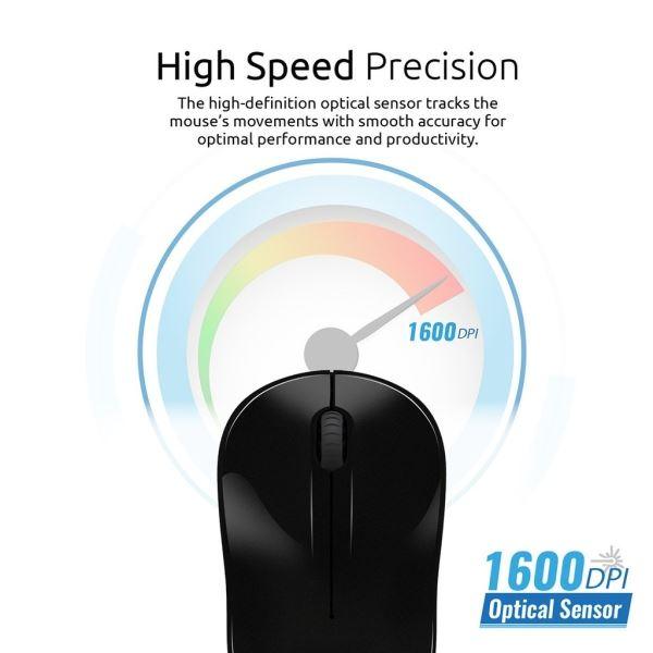 PROMATE 2.4Ghz Wireless 1600dPi Optical USB Mouse. Plug & Play. - Office Connect