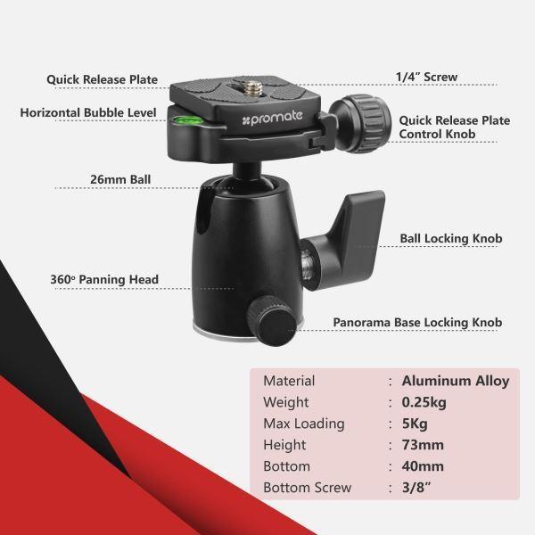 PROMATE 3-Way Precision Head Tripod . 42~153cm Height - Office Connect