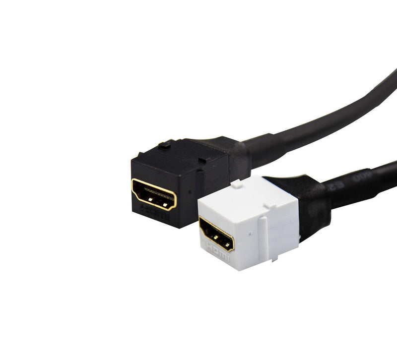 DYNAMIX 0.15m HDMI2.0 Keystone Jack, White to Black - Office Connect