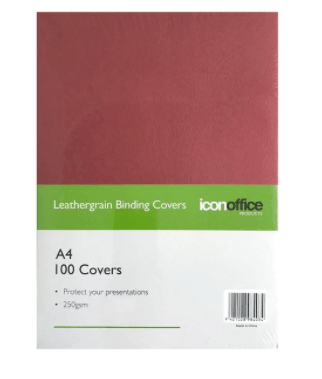 Icon Binding Covers A4 Red 250gsm Pack 100 - Office Connect