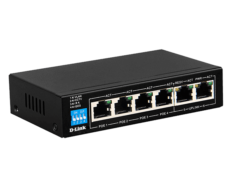 6-PORT 10/100MBPS POE SWITCH WITH 4 LONG REACH POE PORTS AND 2 UPLINK PORTS. POE BUDGET 60W. - Office Connect 2018