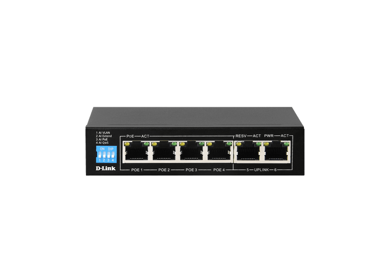 6-PORT 10/100MBPS POE SWITCH WITH 4 LONG REACH POE PORTS AND 2 UPLINK PORTS. POE BUDGET 60W. - Office Connect 2018