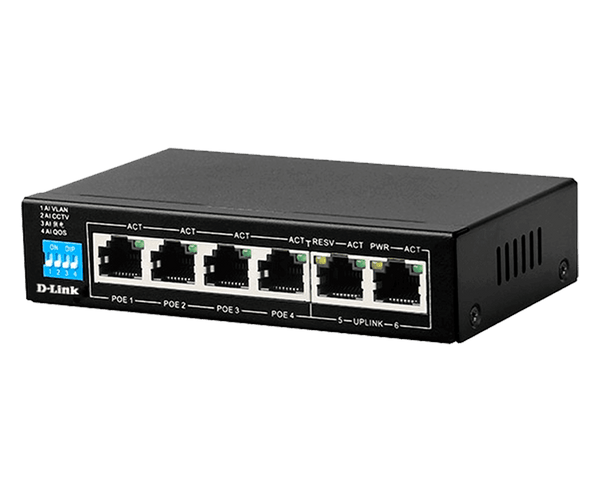 6-PORT 10/100MBPS POE SWITCH WITH 4 LONG REACH POE PORTS AND 2 UPLINK PORTS. POE BUDGET 60W. - Office Connect 2018