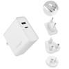 POWERPLUS 60W USB-C/12W USB-A + 1.5M C-C CABLE EU/UK/AUWHITE - Office Connect