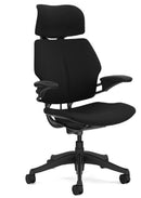 Humanscale Freedom Chair with Headrest, Standard Duron Arms, Oxygen Fabric in Inhale (Black), Graphite Base - Office Connect 2018