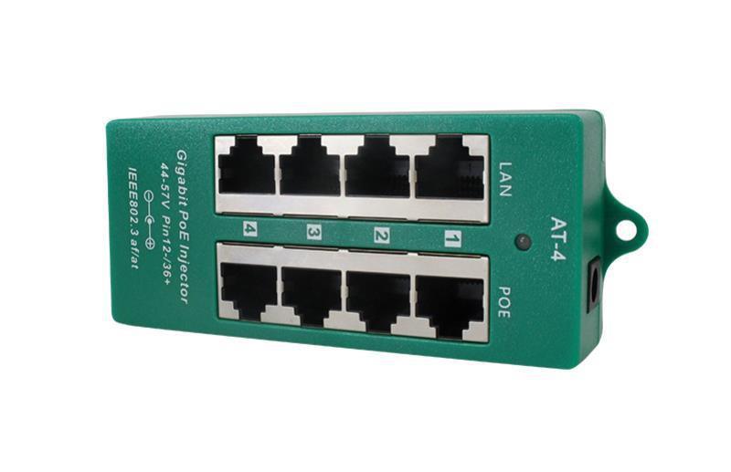 PoE World 4 Port Gigabit 802.3af/at Midspan PoE Injector - Office Connect