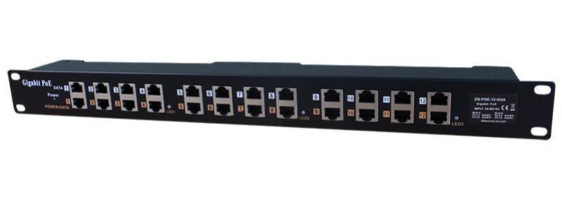 PoE World 12 Port Gigabit Midspan PoE Mode A+B Injector - Office Connect