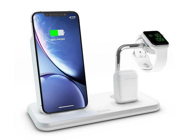 ZENS Aluminium Dual Wireless Charger+Dock+Watch 10W White - Office Connect 2018