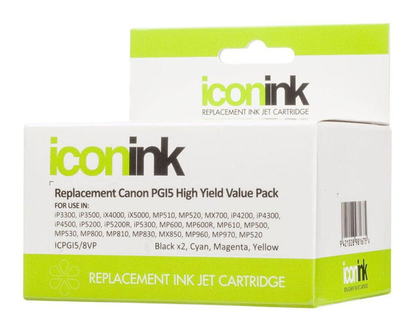 Icon Compatible Canon PGi5 CLi8 B/C/M/Y Value Pack (5 inks - Office Connect