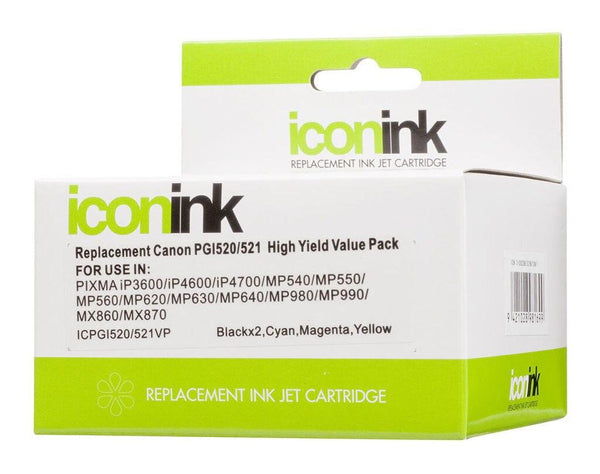 Icon Compatible Canon PGi520 CLi521 B/C/M/Y Value Pack (5 inks - Office Connect