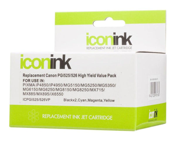 Icon Compatible Canon PGi525 CLi526 B/C/M/Y Value Pack (5 inks - Office Connect