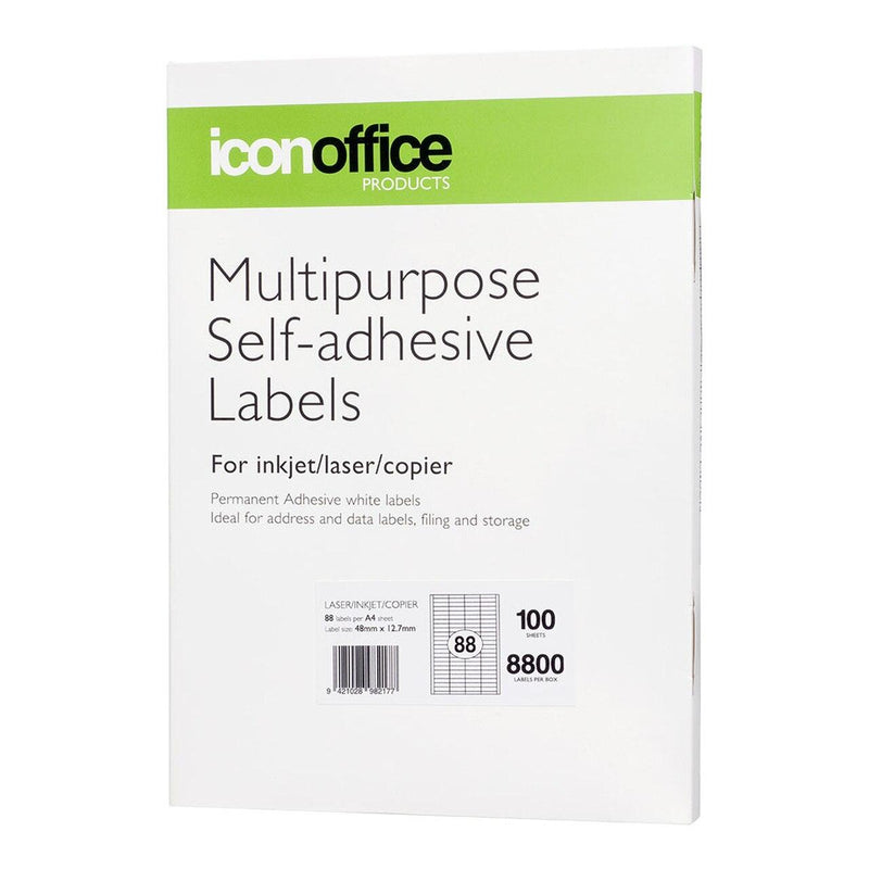 Icon Multipurpose Labels 48x12.7mm 88 Per Sheet - Office Connect