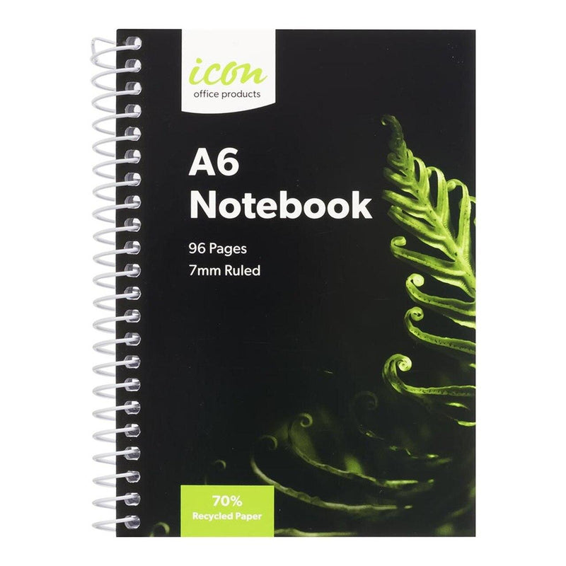 Icon Spiral Notebook A6 Soft cover 96 pg 70% Rec - Office Connect