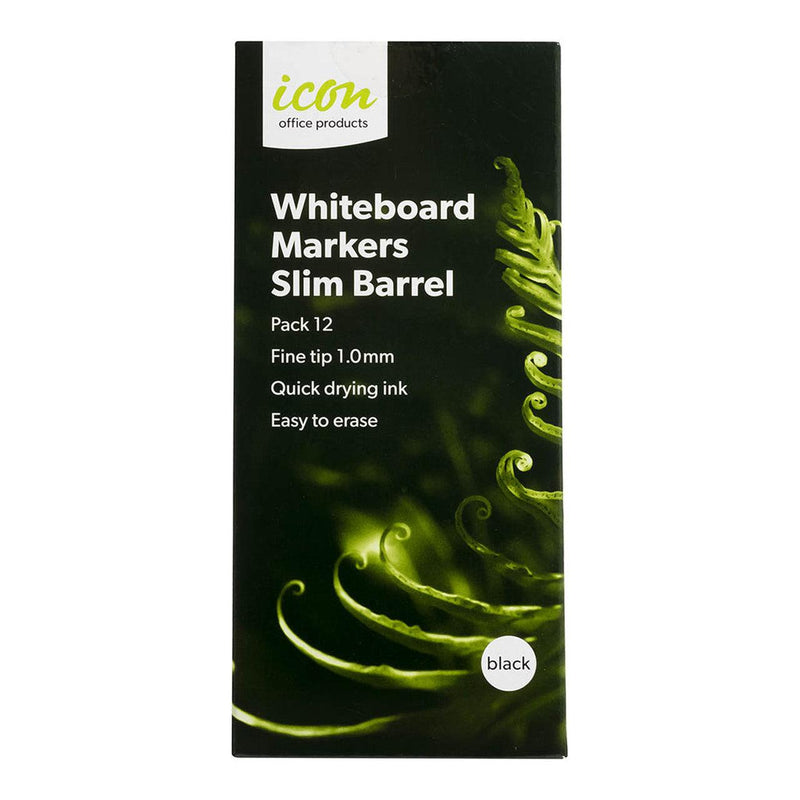 Icon Whiteboard Marker Slim Barrel Fine Tip Black - Office Connect 2018