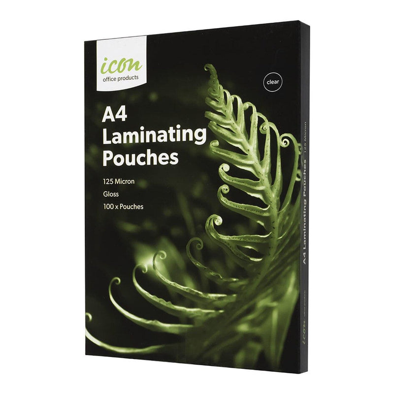 Icon Laminating Pouches A4 Gloss 125mic Pack 100 - Office Connect