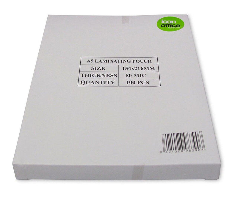 Icon Laminating Pouches A5 Gloss 80mic Pack 100 - Office Connect