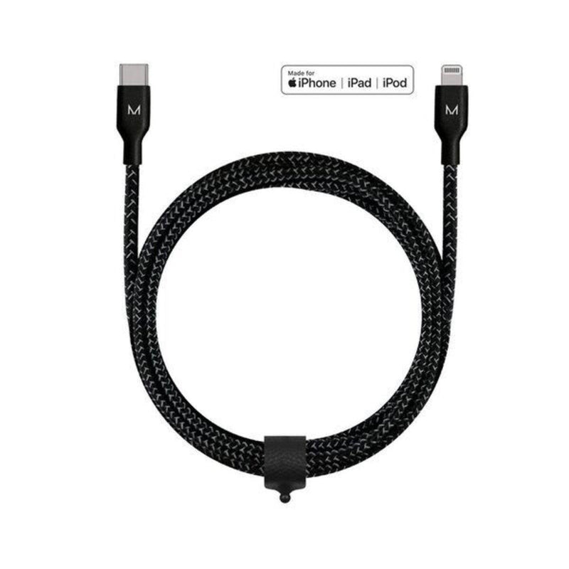 MOYORK CORD 1.2m Lightning to USB-C Nylon Cable- Raven Black - Office Connect