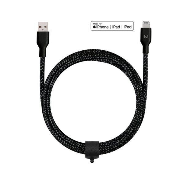 MOYORK CORD 2m Lightning to USB-A Nylon Cable - Raven Black - Office Connect