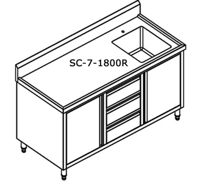 Kitchen Tidy Cabinet With Left/Right Sink 700mm Deep - Office Connect 2018