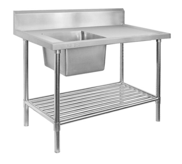 Premium Stainless Steel Single Sink Bench 600mm Deep - Office Connect 2018