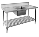 Premium Stainless Steel Single Sink Bench 600mm Deep - Office Connect 2018