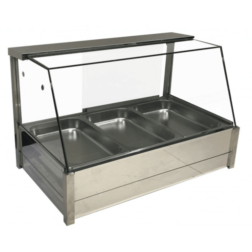 Heated Wet Six × ½ Pan Bain Marie Angled Countertop Display - Office Connect 2018