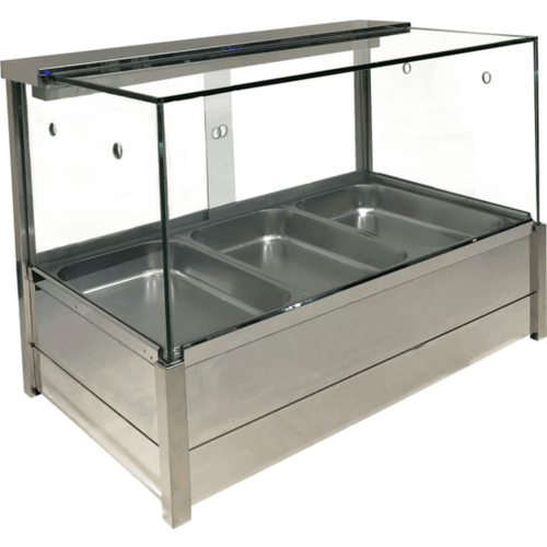 Heated Wet Six × ½ Pan Bain Marie Square Countertop Display - Office Connect 2018