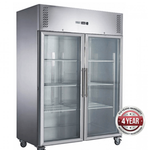 FED-X S/S Two Full Glass Door Upright Freezer - XURF1200G2V - Office Connect 2018