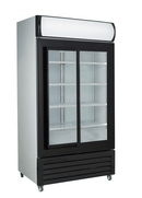Large Black Sliding Two Glass Door Colourbond Upright Drink Fridge - Office Connect 2018