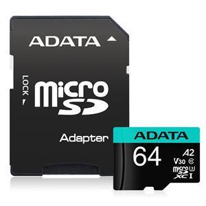 ADATA Premier Pro microSDXC UHS-I U3 A2 V30 Card with Adapter 64GB - Office Connect 2018
