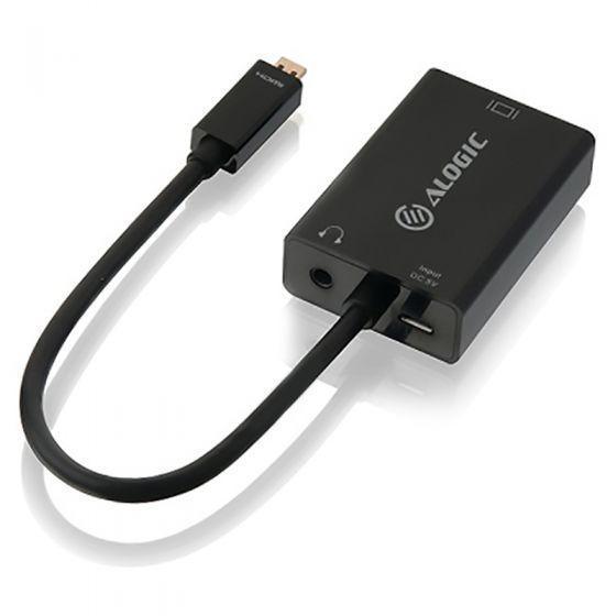 ALOGIC 15CM MICRO HDMI TO VGA ADAPTER WITH 3.5MM AUDIO MALE TO FEMALE (FULL HD 1920 X 1080) - Office Connect 2018
