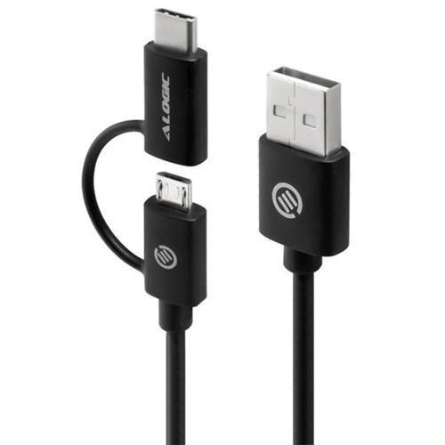 ALOGIC 1M USB 2.0 USB-A TO USB-C & MICRO USB-B COMBO CABLE FOR CHARGE & SYNC - MALE TO MALE - Office Connect 2018