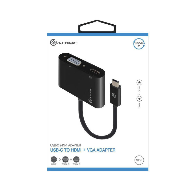 ALOGIC 2-IN-1 USB-C TO HDMI VGA ADAPTER - MALE TO 2-FEMALE - PREMIUM SERIES - Office Connect 2018