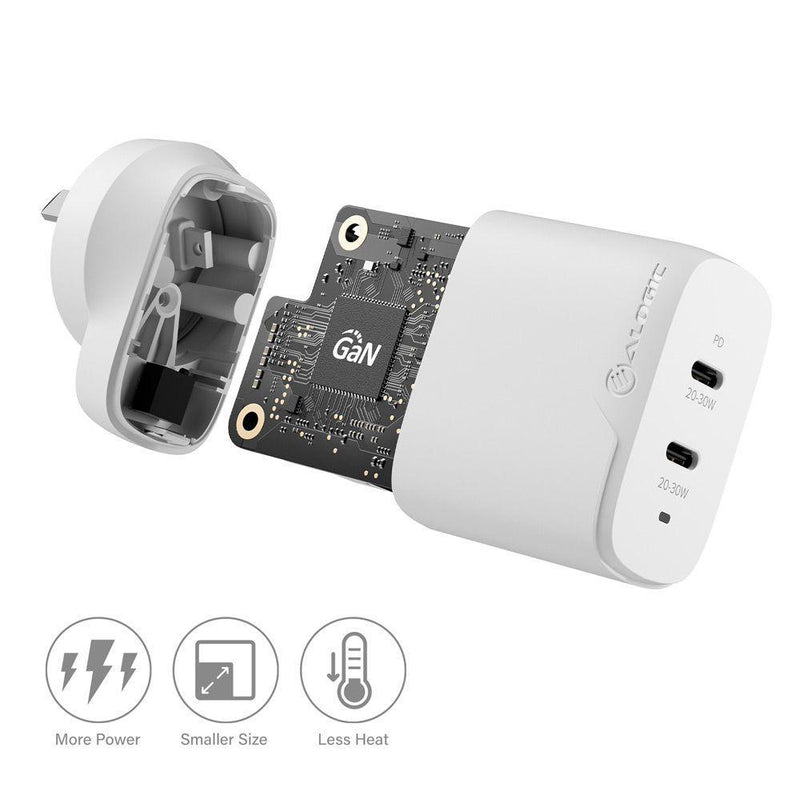 ALOGIC 2X40 RAPID POWER 40W GAN CHARGER - USB-C (20W) + USB-C (20W) - Office Connect 2018