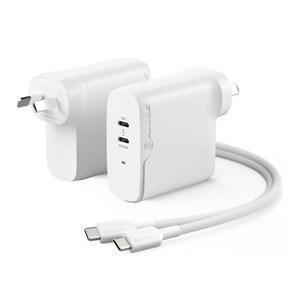 ALOGIC 2X68 RAPID POWER 2 PORT 68W GAN CHARGER USB-C (50W) + USB-C (MAX. 18) INCLUDES 2M USB-C CHARGING CABLE - Office Connect 2018