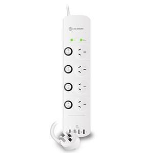 ALOGIC 4 OUTLET POWER BOARD WITH INDIVIDUAL SWITCHES & 4 USB PORTS (4.5A CURRENT) - SURGE & OVERLOAD PROTECTED - Office Connect 2018