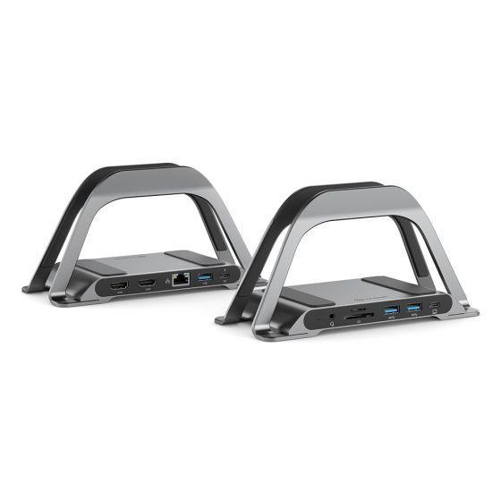 ALOGIC BOLT PLUS 10-IN-1 USB-C HUB DOCKING STATION WITH 100W POWER DELIVERY - 2 X HDMI 3 USB-A RJ45 ETHERNET 3.5MM AUDIO SD AND MICRO SD READER - Office Connect 2018