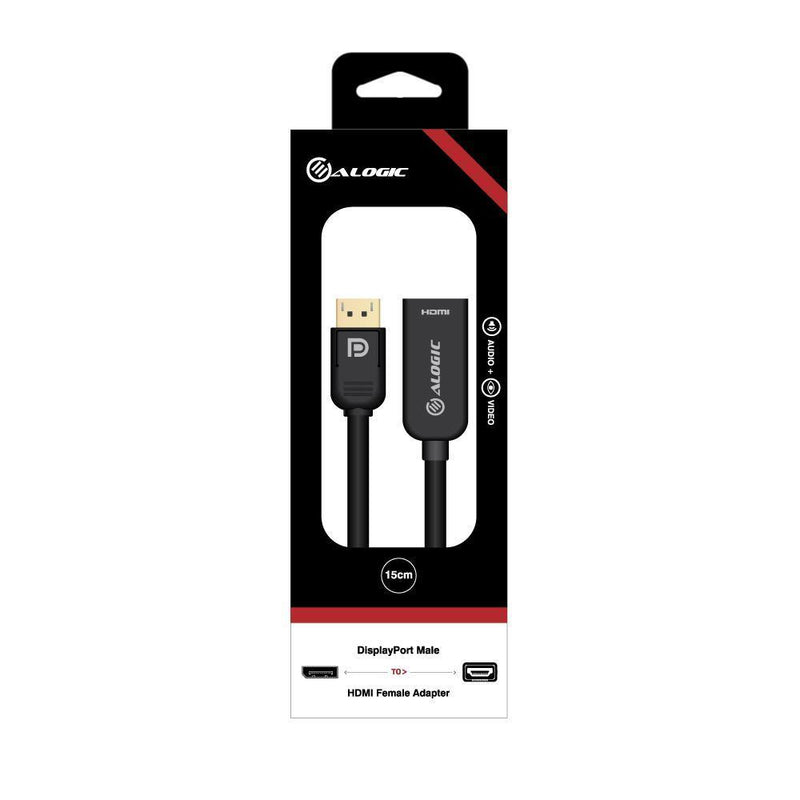 ALOGIC PREMIUM 15CM DISPLAYPORT 1.2 TO HDMI 1.4B ADAPTER MALE TO FEMALE - Office Connect 2018
